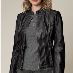 Women's Black Faux Leather Jacket